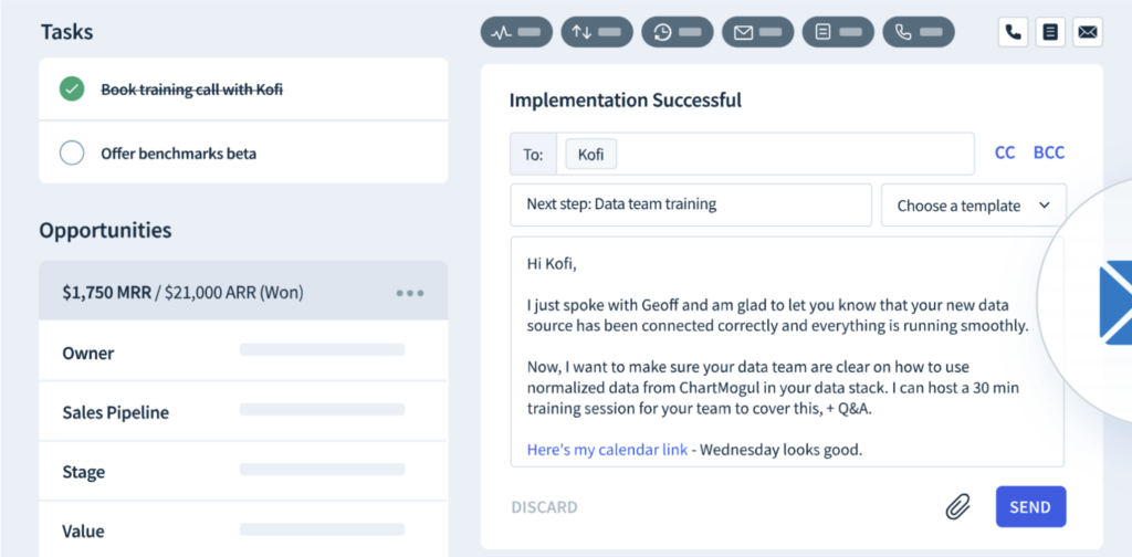 Managing the customer onboarding process within ChartMogul CRM.